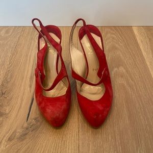Christian Louboutin - Red Suede sling back stiletto